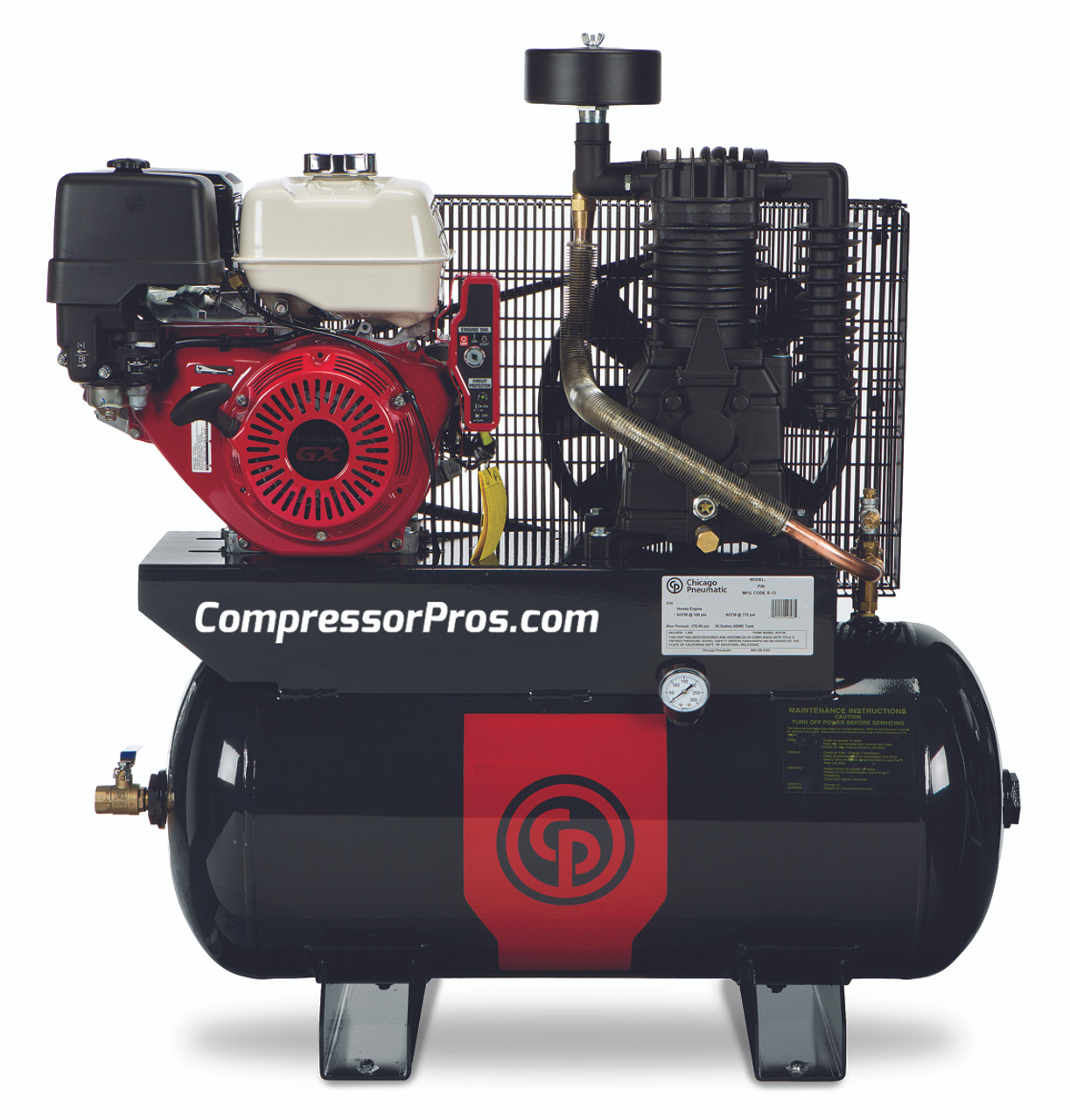 Chicago Pneumatic RCP-1330G 13 HP Honda Gasoline Driven Two Stage 30 Gallon Air Compressor