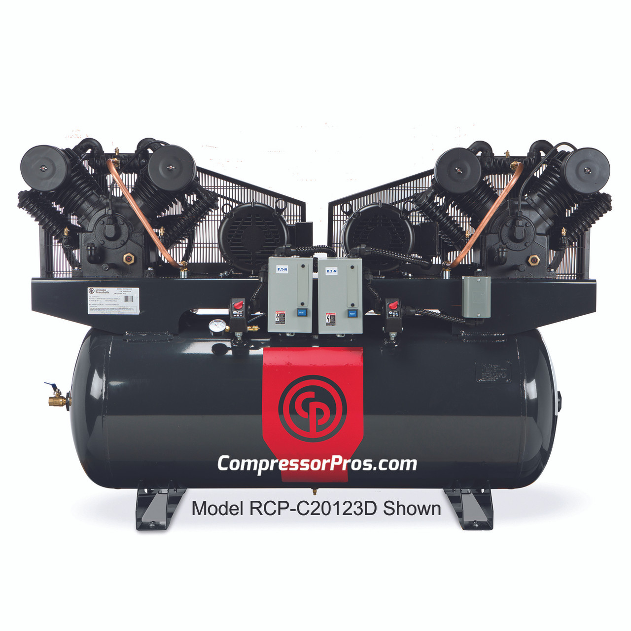 Chicago Pneuatic RCP-C20123D 2 x 10 HP 208-230 Volt Three Phase Two Stage 120 Gallon Duplex Air Compressor