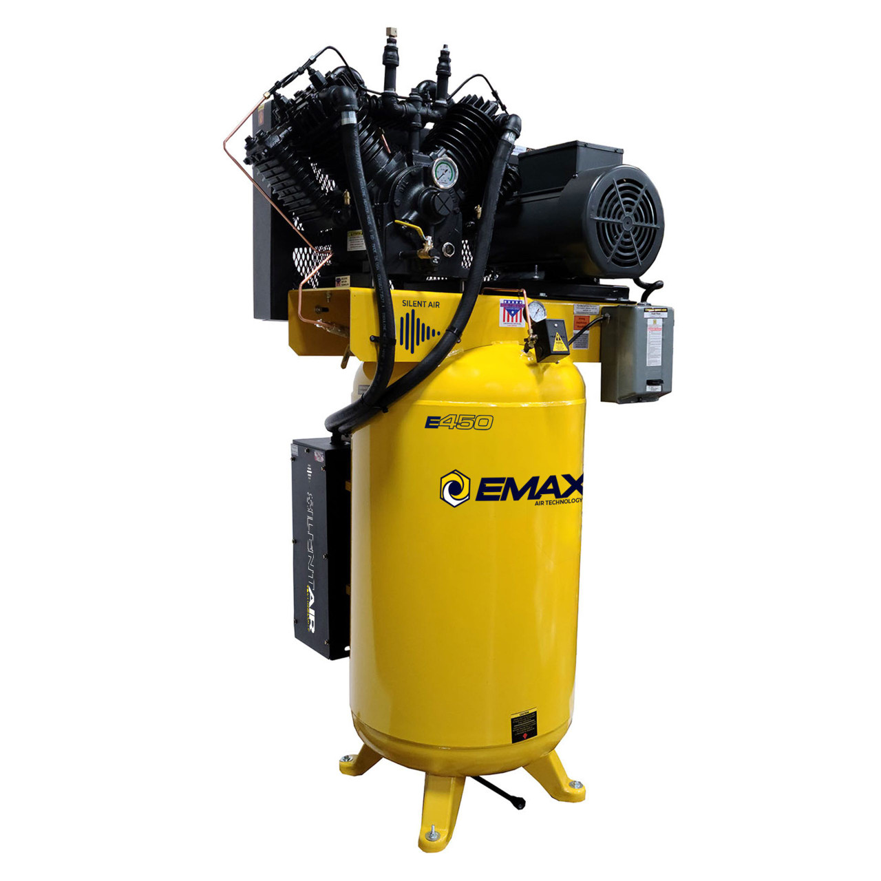 EMAX Silent Air ESP10V120V3 10 HP 3 PH 120 Gallon Vertical Air Compressor with Air Silencer