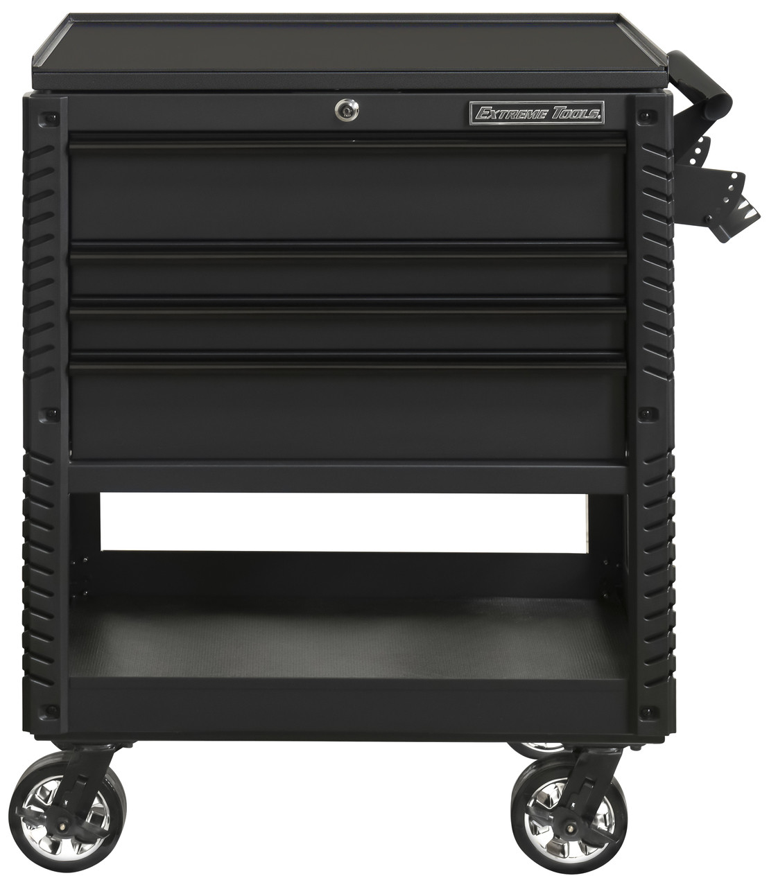 Extreme Tools EX3304TCMBBK 33" 4 Drawer Deluxe Series Tool Cart - Matt Black with Black Drawer Pulls