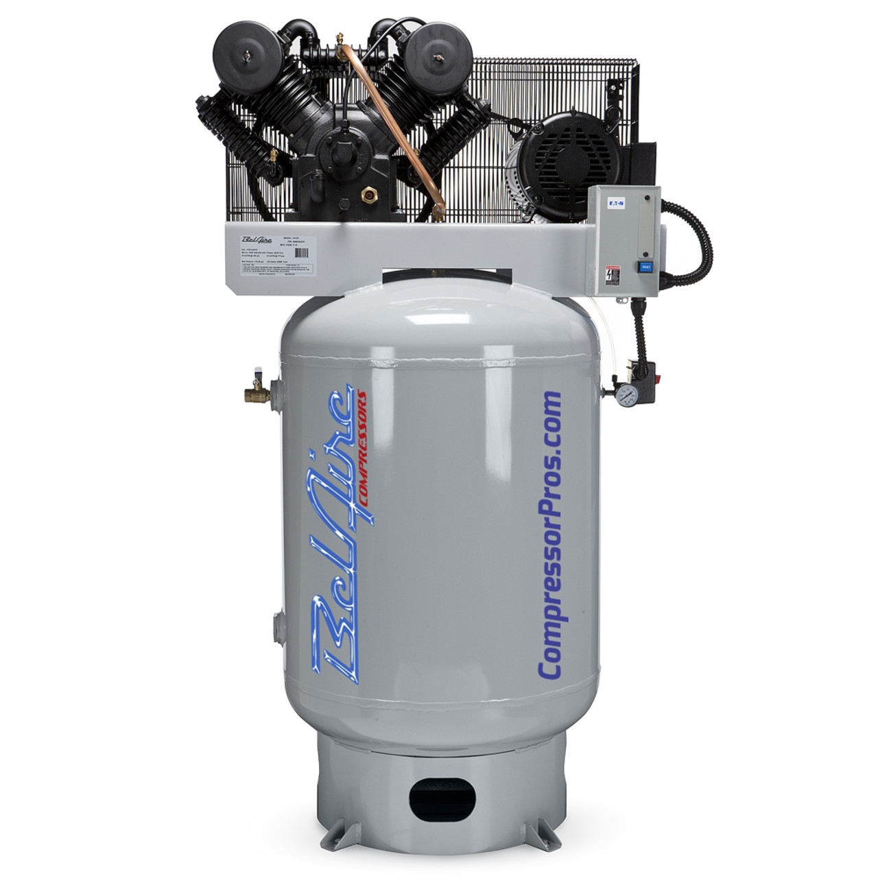 BelAire 6312VE 10 HP Full Featured 208-230 Volt Three Phase 120 Gallon Vertical Two Stage Air Compressor