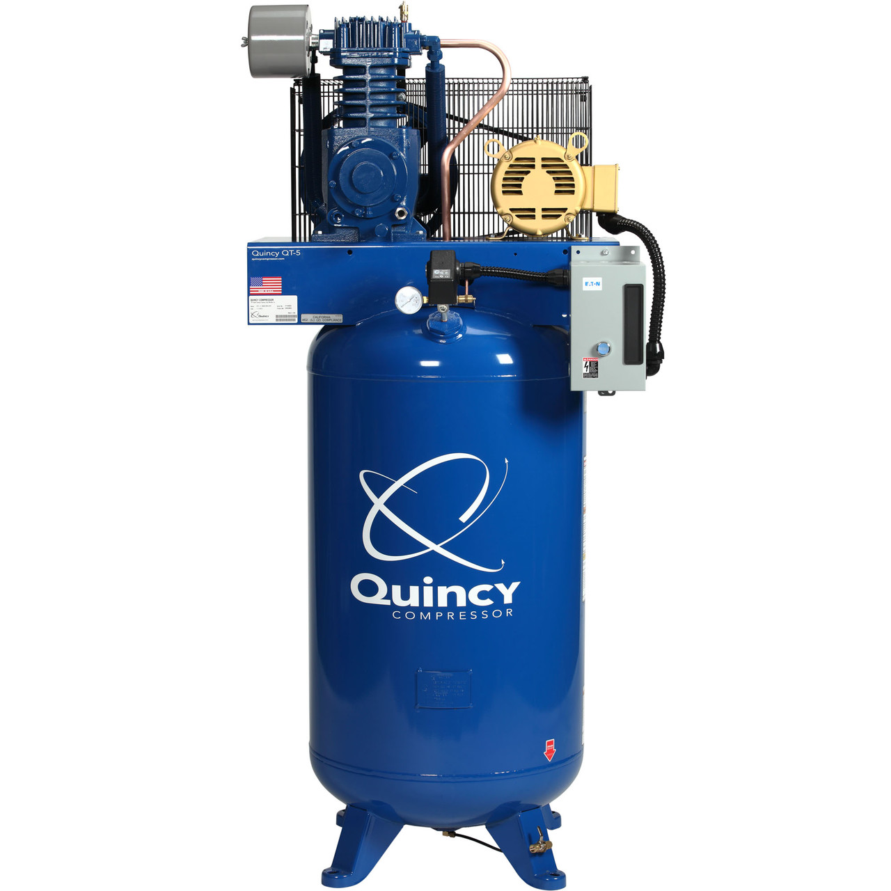 Quincy 453DS80VCB20 (253DS80VCB20) 5 HP PRO, 200 Volt Three Phase, Two Stage, 80 Gallon Vertical Air Compressor