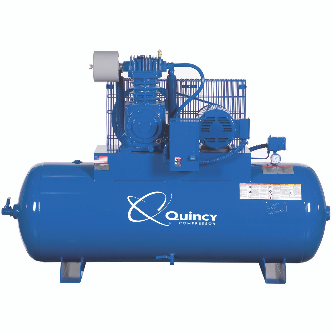 Quincy 253DS80HCB46 5 HP Pro, 460 Volt Three Phase, Two Stage, 80 Gallon Horizontal Air Compressor