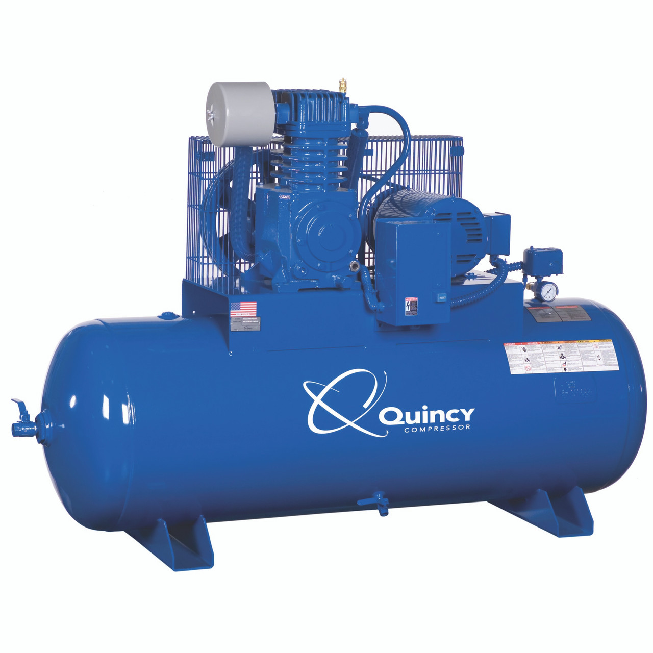 Quincy QP 353CS80HCB20 5 HP PRO, 200 Volt Three Phase, Two Stage, 80 Gallon Horizontal Air Compressor