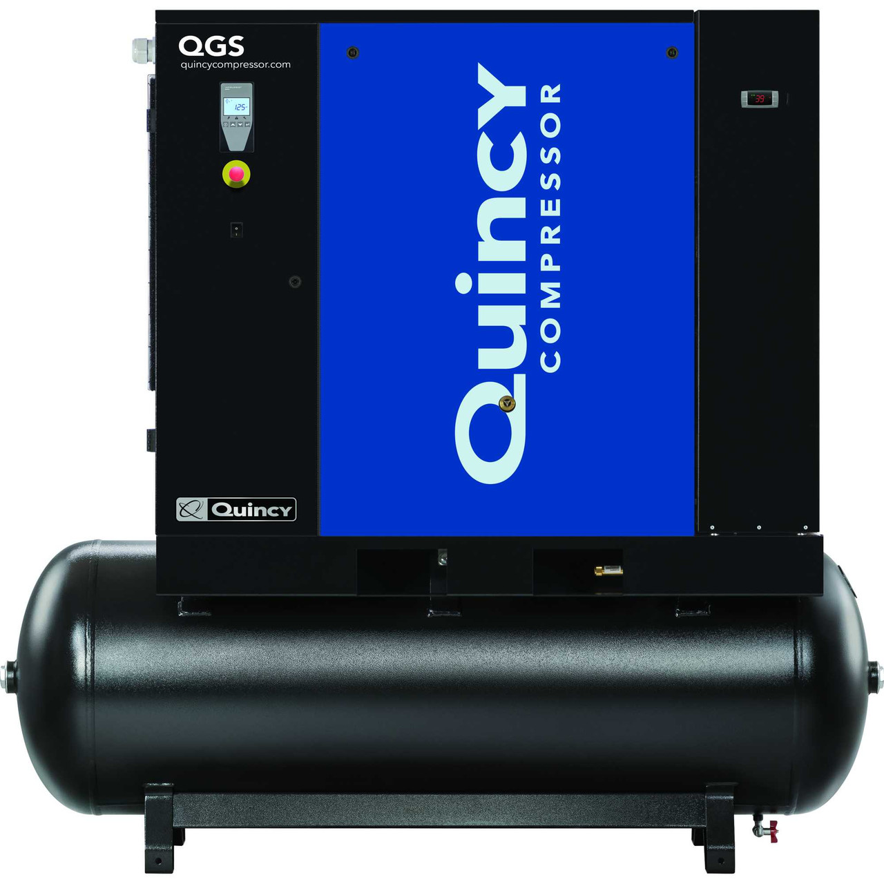 Quincy QGS 20 TMD-3 20 HP   230/460 Volt Three Phase, 132 Gallon Horizontal Rotary Screw Air Compressor with Dryer