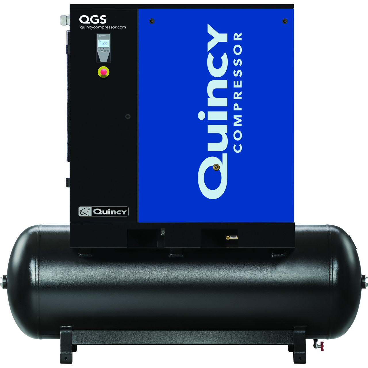 Quincy QGS 30 TM-3 30 HP 208-230/460 Volt Three Phase, 132 Gallon Horizontal Rotary Screw Air Compressor