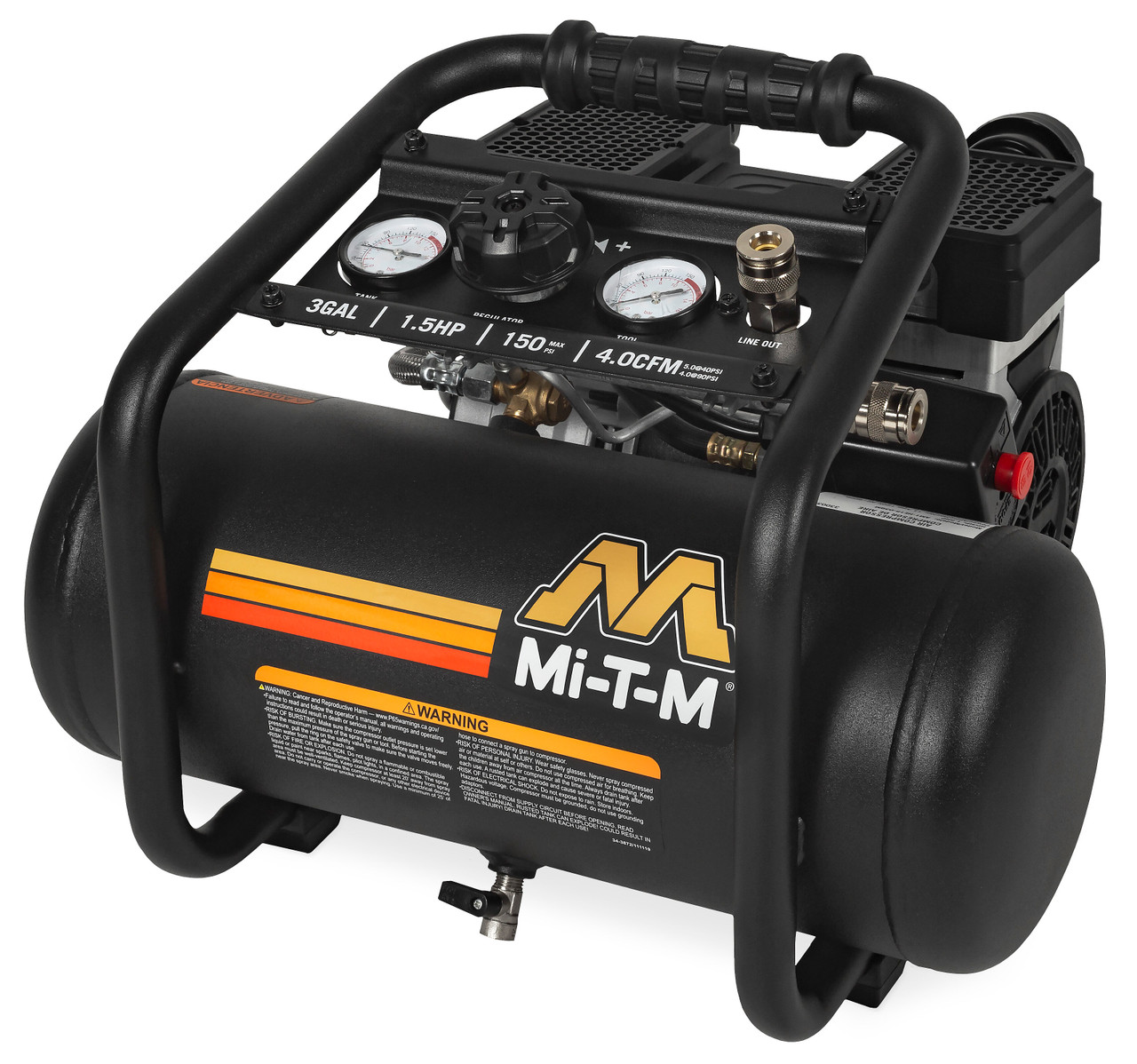 Mi-T-M AM1-HE15-03QM 1.5 HP 120 Volt Single Stage Portable Oil Free Air Compressor