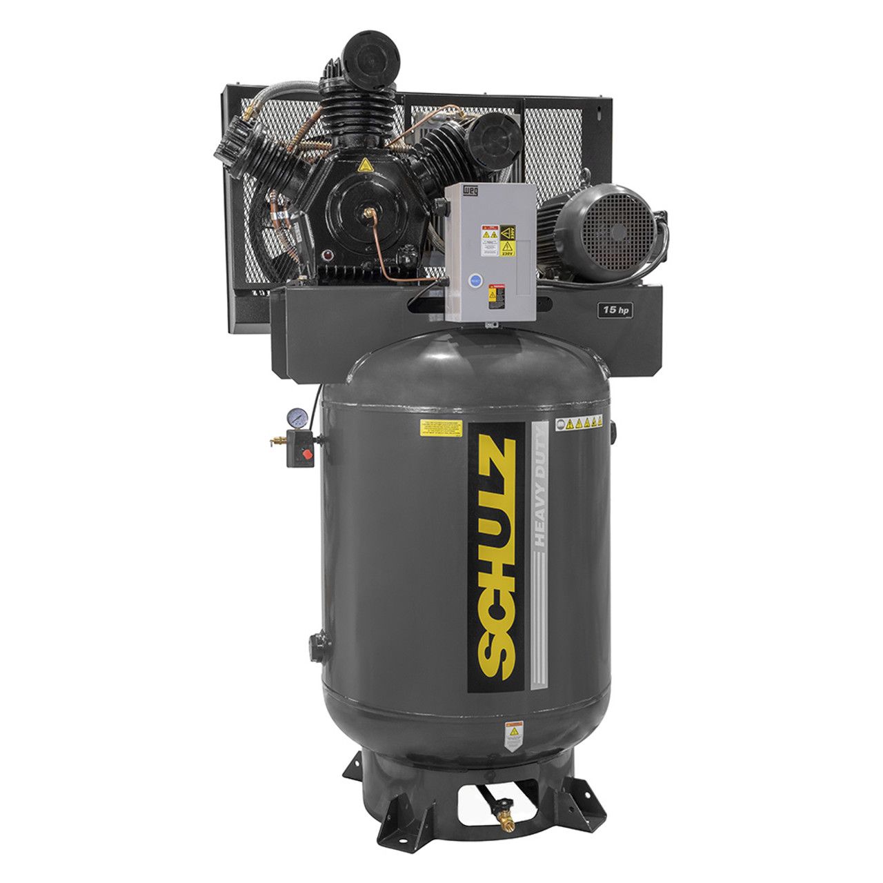 Schulz 15120VW60X-3 15 HP 208-230 Volt 3 Phase 60 CFM 120 Gallon Vertical Air Compressor