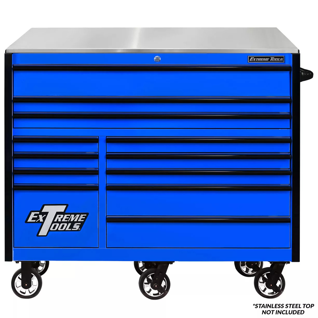 Extreme Tools RX552512RCBLBK-X RX Series 55" 12 Drawer Roller Cabinet Blue with Black Handles