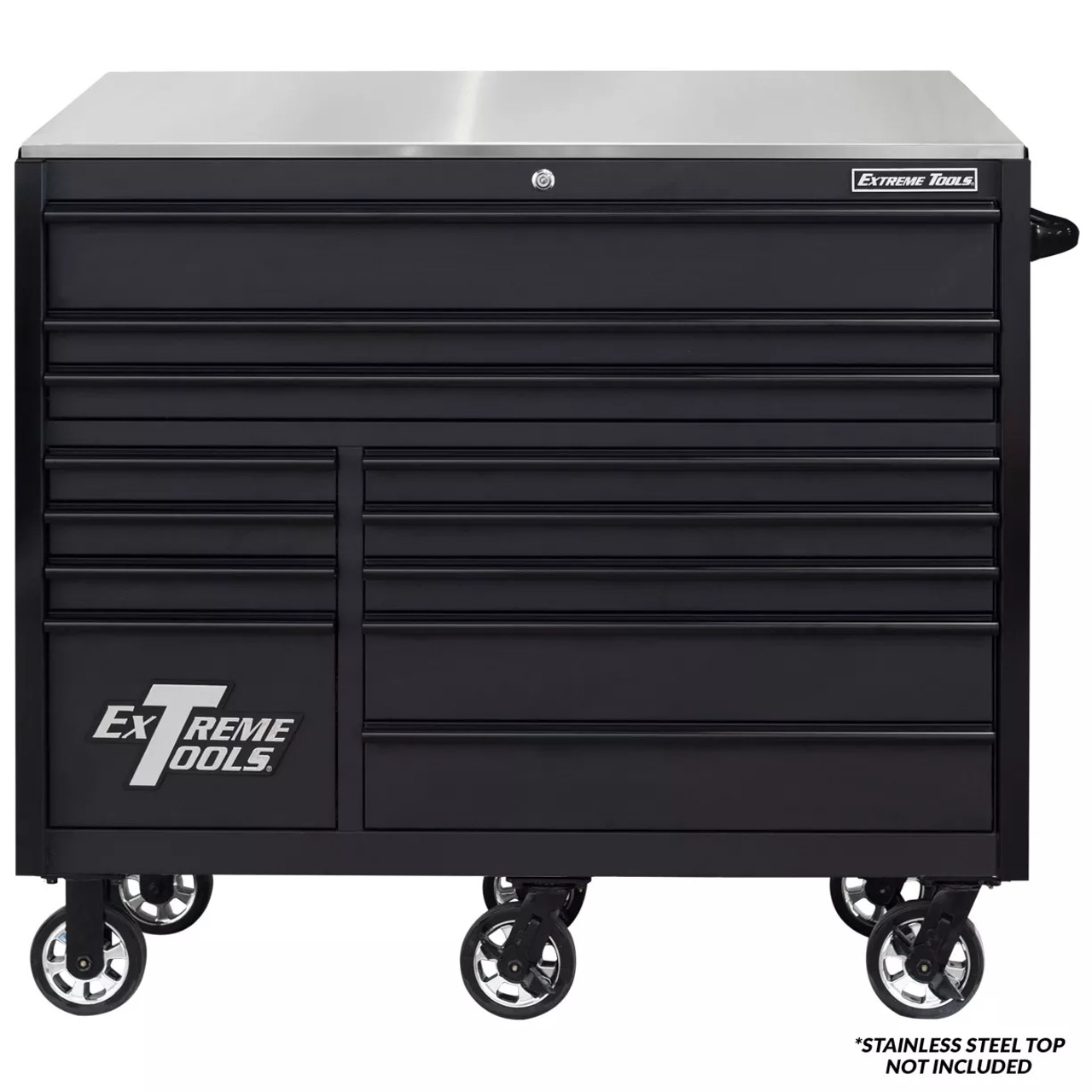 Extreme Tools RX552512RCMBBK-X RX Series 55" 12 Drawer Roller Cabinet Matte Black with Black Handles