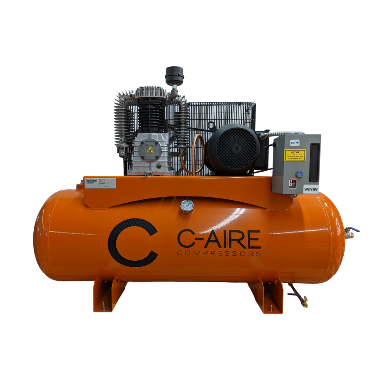 C-Aire K075H080-1230FP 7.5 HP Single Phase Two Stage 80 Gallon Horizontal Full Featured Air Compressor