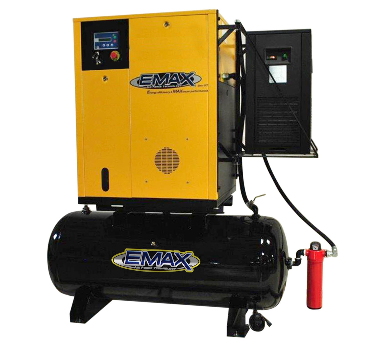 Emax ERSK150003 230 Volt 15 HP Three Phase Rotary Screw Air Compressor with Dryer