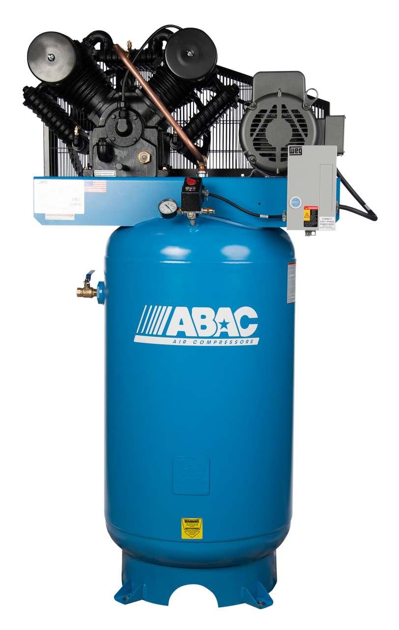 ABAC ABC10-23120V 10 HP 208-230 Volt Two Stage Cast Iron 120 Gallon Vertical Air Compressor