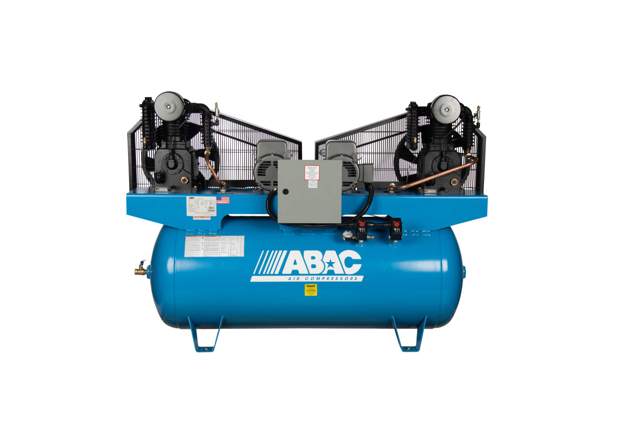 ABAC ABC7-21120D 2 x 7.5 HP   230 Volt Single Phase Two Stage 48 CFM 120 Gallon Duplex Air Compressor