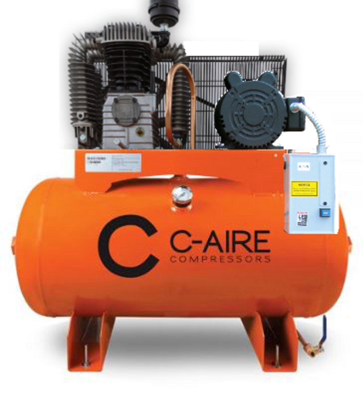 C-Aire K050H030-3460FP 5 HP 460 V Three Phase Two Stage 30 Gallon Horizontal Full Featured Air Compressor
