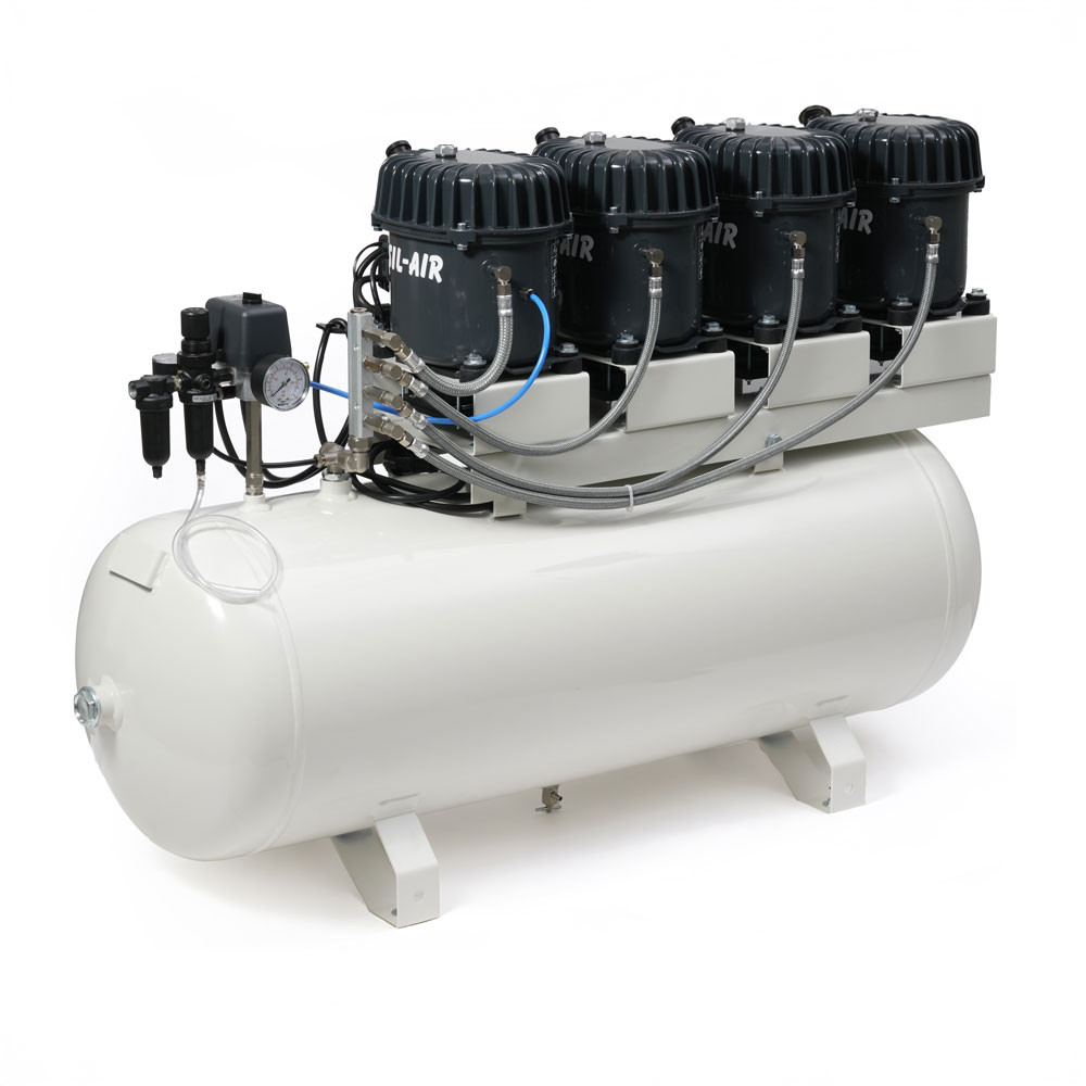 Val-Air 200-100 AL 4 x 1/2 HP 8.6 CFM 230 Volt Single Phase 26 Gallon Silent Air Compressor by Silentaire Technologies