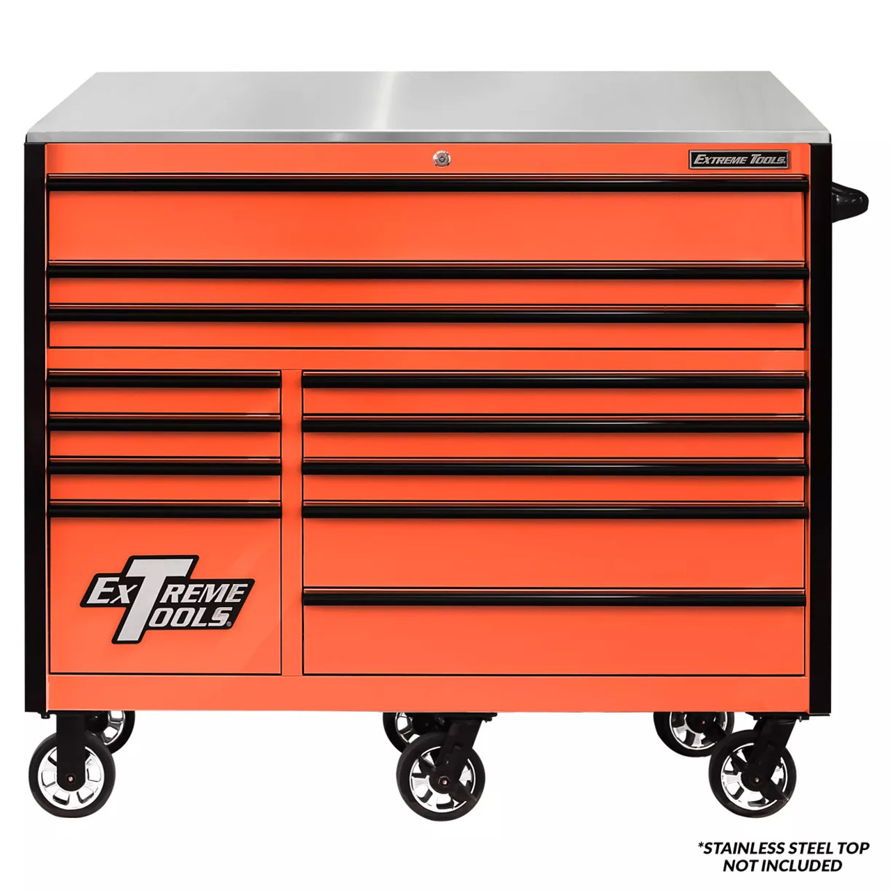 Extreme Tools RX552512RCORBK-X 55" 12 Drawer Roller Cabinet - Orange with Black Handles