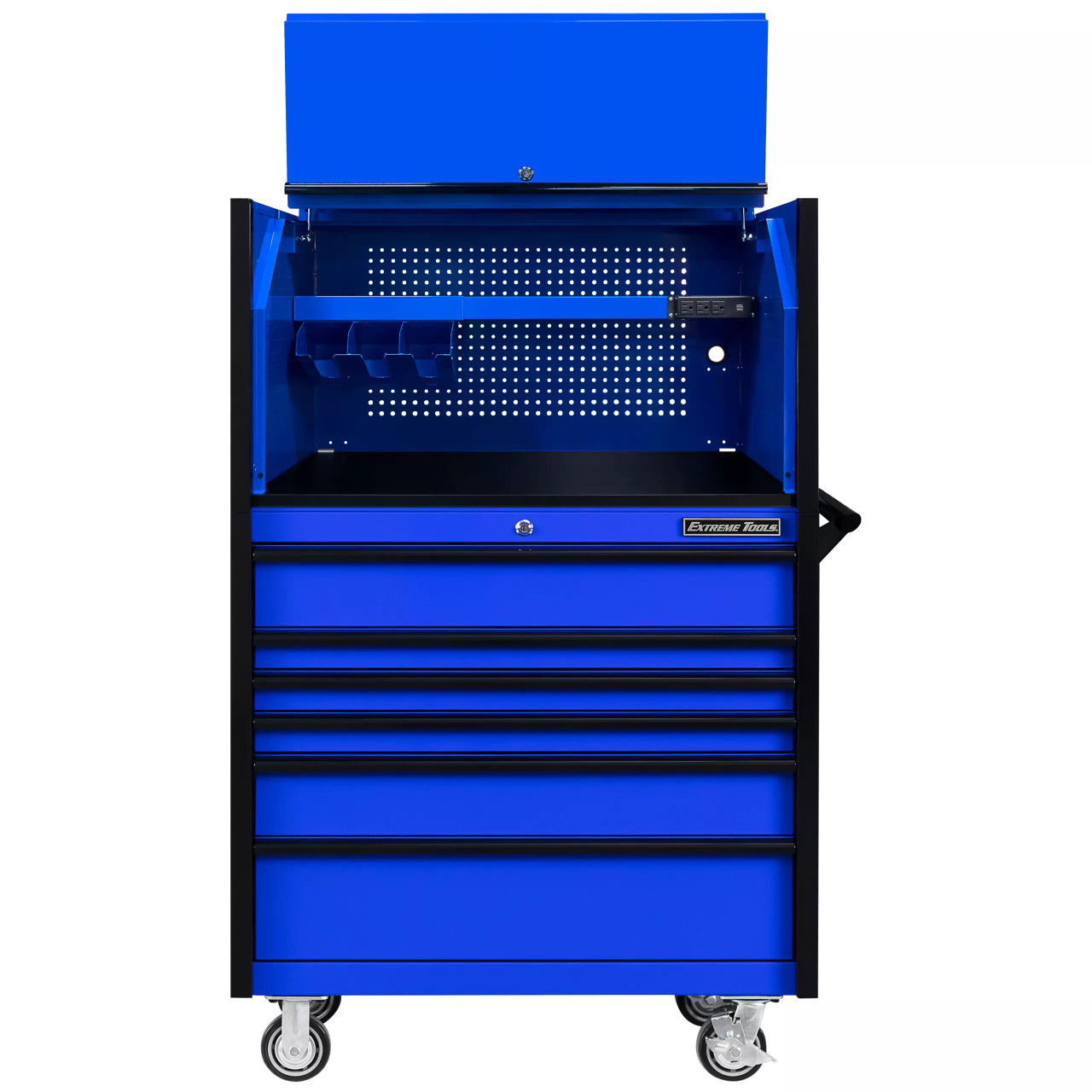 Extreme Tools DX4107HRUK 41" Power Workstation and Roller Cabinet Combo - Blue with Black Pulls