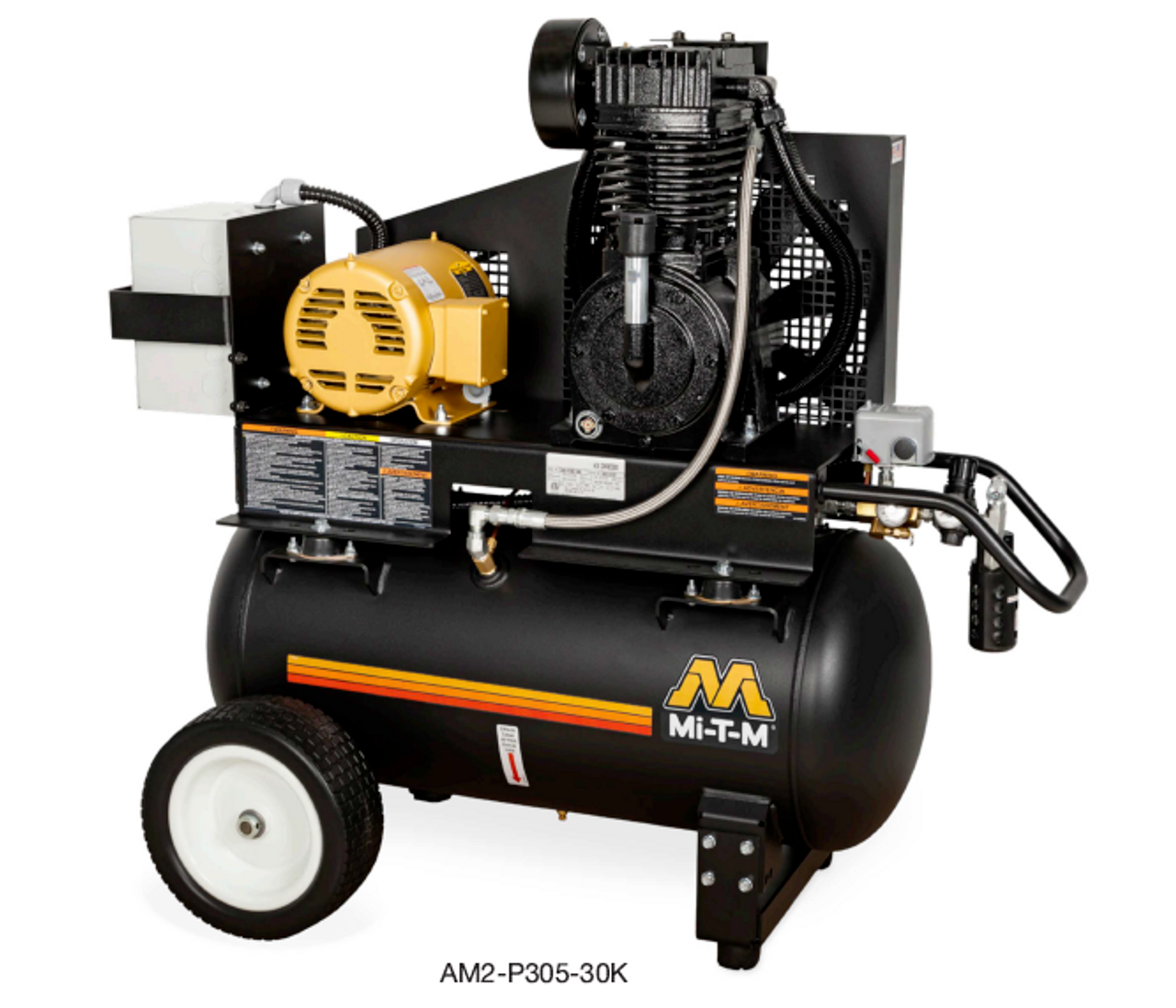 Mi-T-M AM2-P305-30K 5 HP 208-230 Volt Single Phase Two Stage 30 Gallon Portable Air Compressor