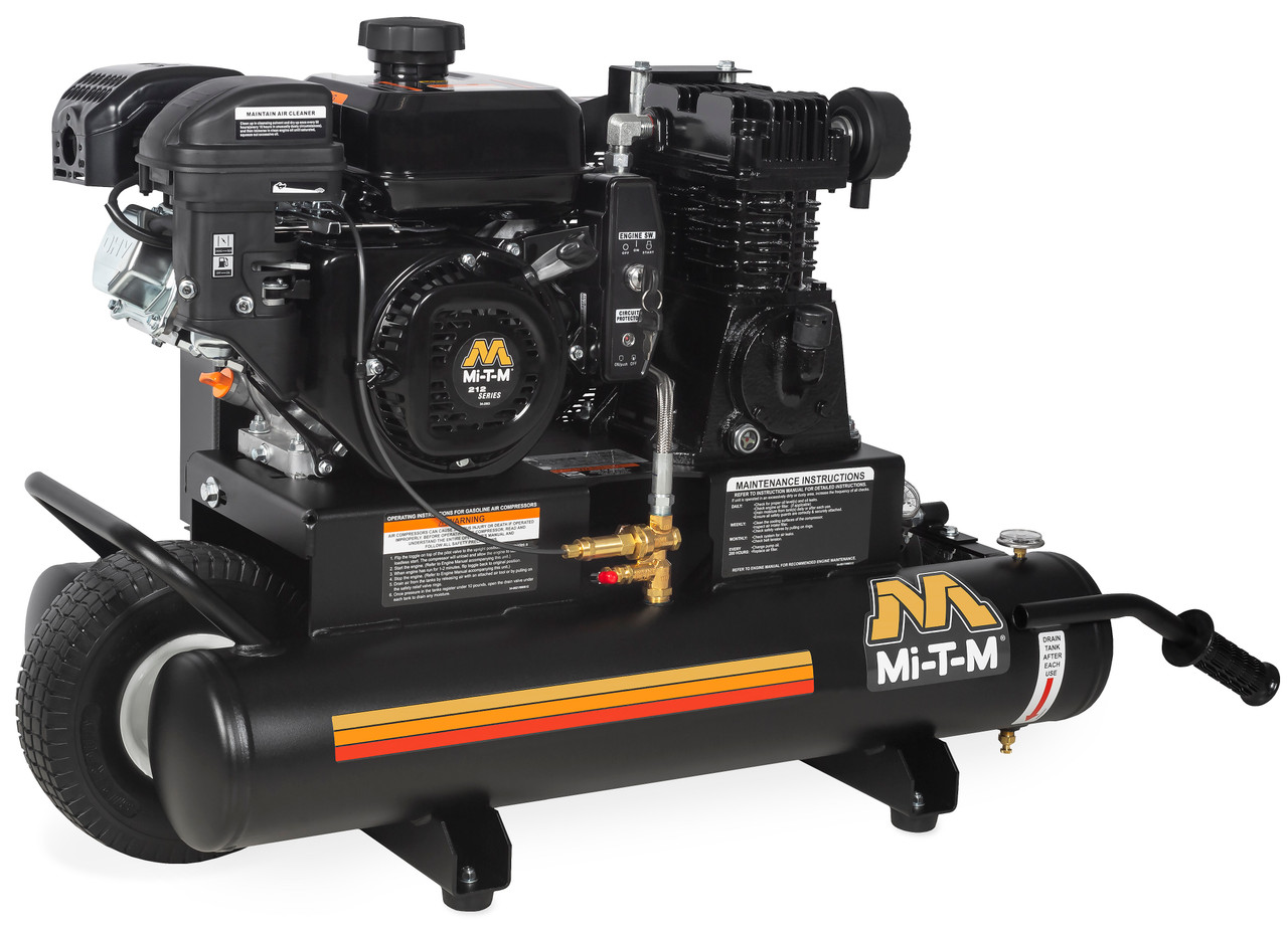 Mi-T-M AM1-PM07-08ME Gas Drive Twin Tank Air Compressor with Electric Start