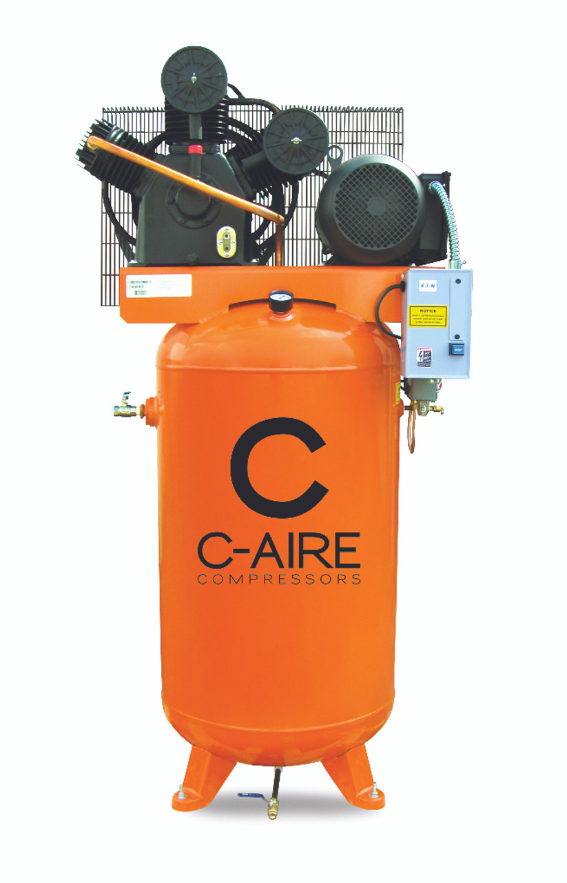 C-Aire A075V080-3230 7.5 HP 208-230 Volt Three Phase Two Stage 80 Gallon Air Compressor
