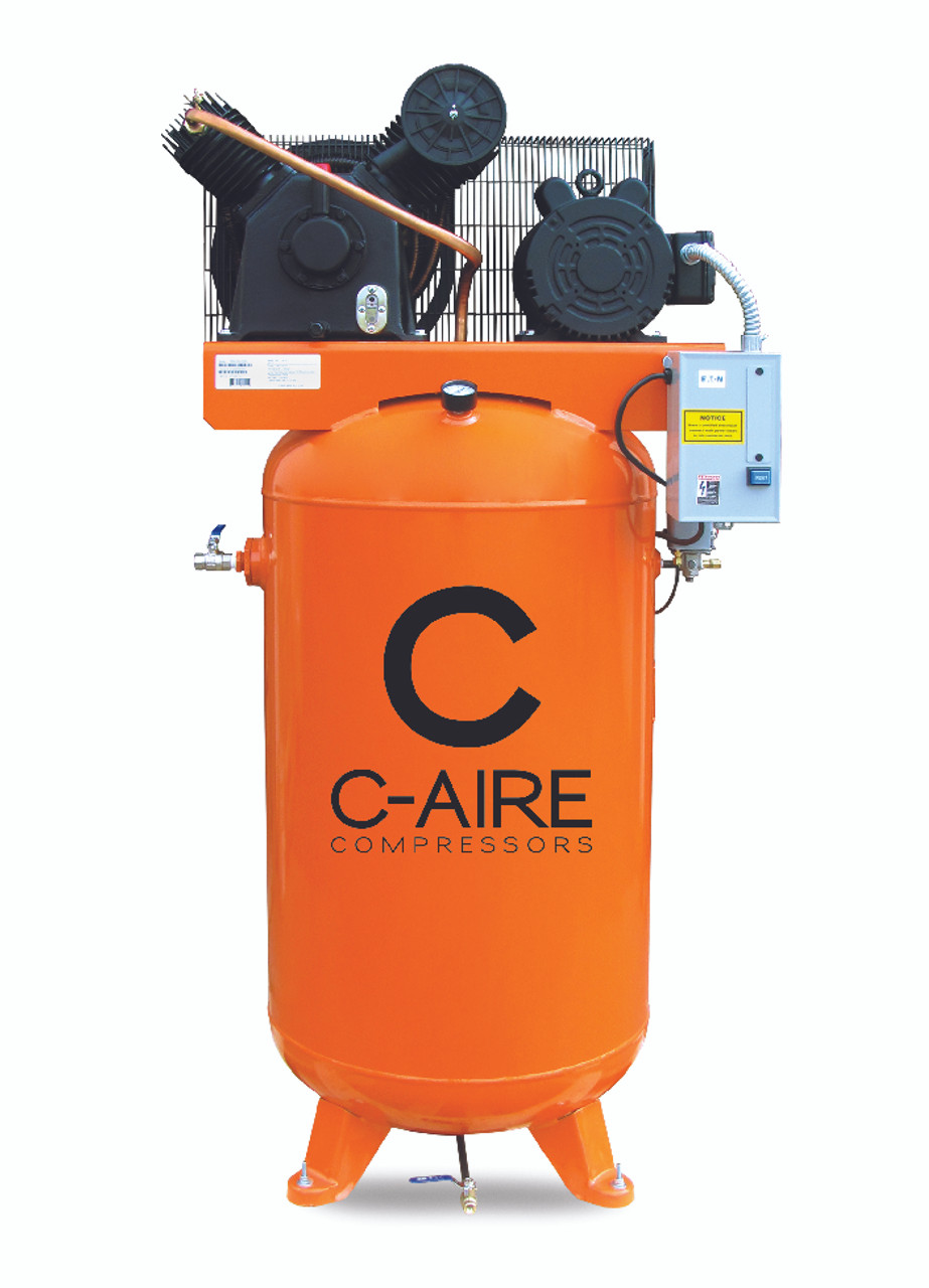 C-Aire A050V080-3460FP 5 HP 460 Volt Three Phase Two Stage 80 Gallon Full Featured Air Compressor