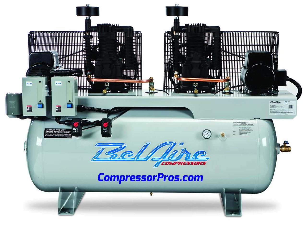 BelAire 6320D 2 x 10 HP Duplex Air Compressor   230 Volt Three Phase 200 Gallon