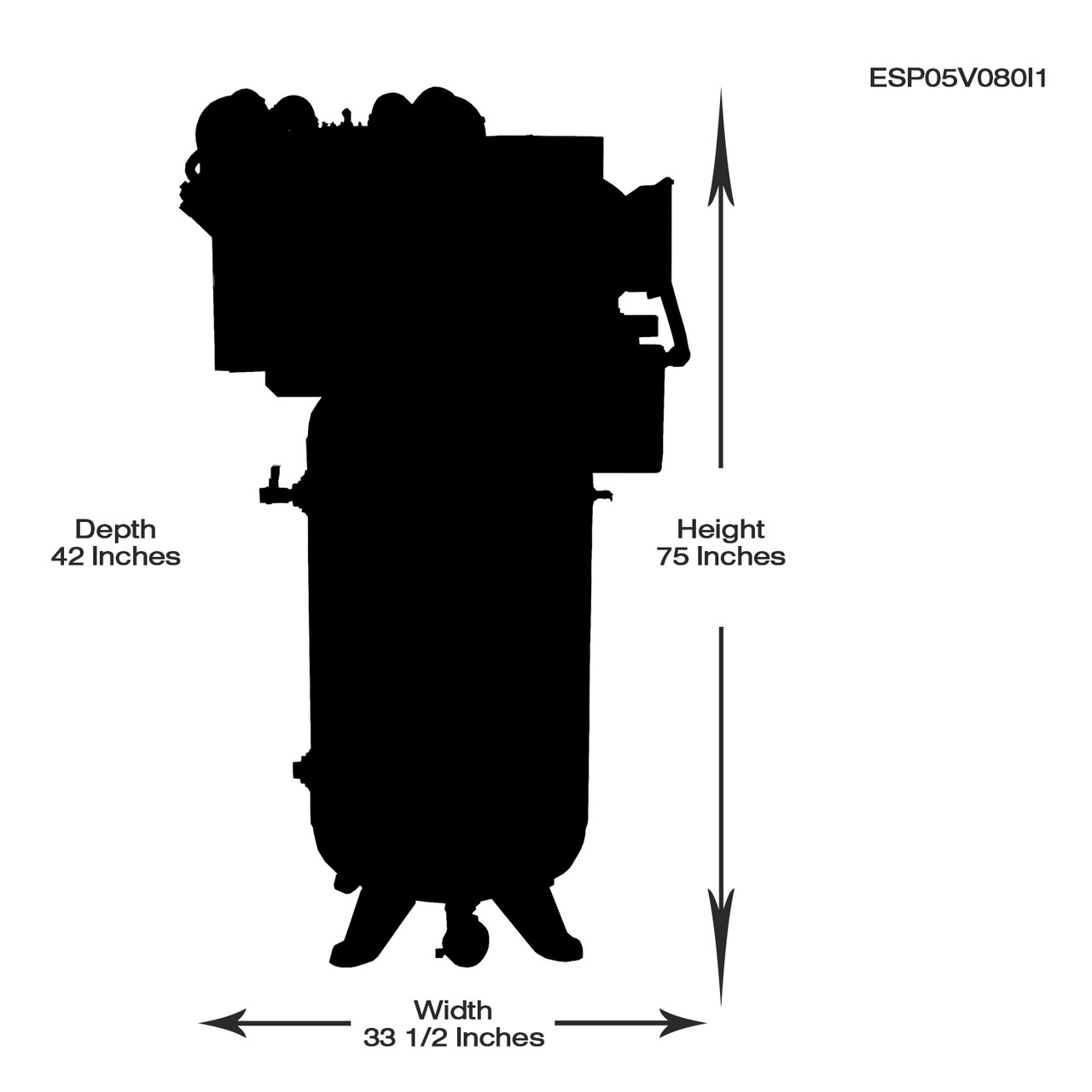 EMAX ESP05V080I1 Industrial Plus Whisper Series 5 HP 1 PH 80 Gallon Vertical Air Compressor with Air Silencer