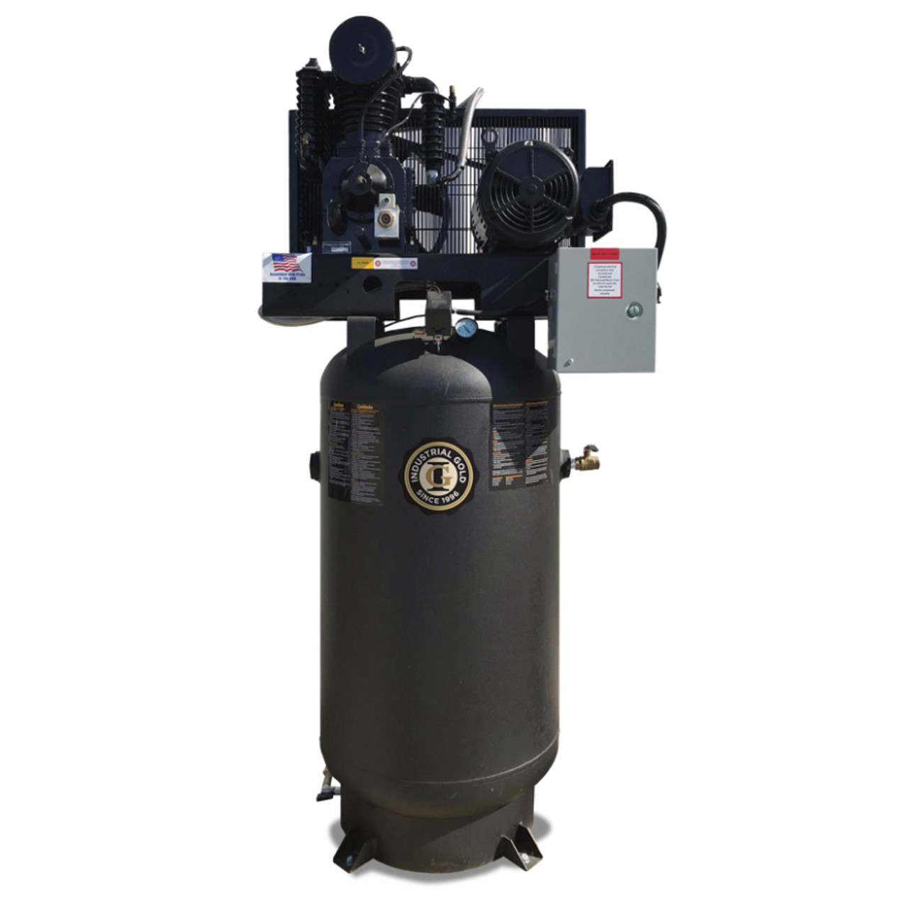 Industrial Gold CI7521E80V-P 7.5 HP Platinum Series Single Phase Two Stage Air Compressor