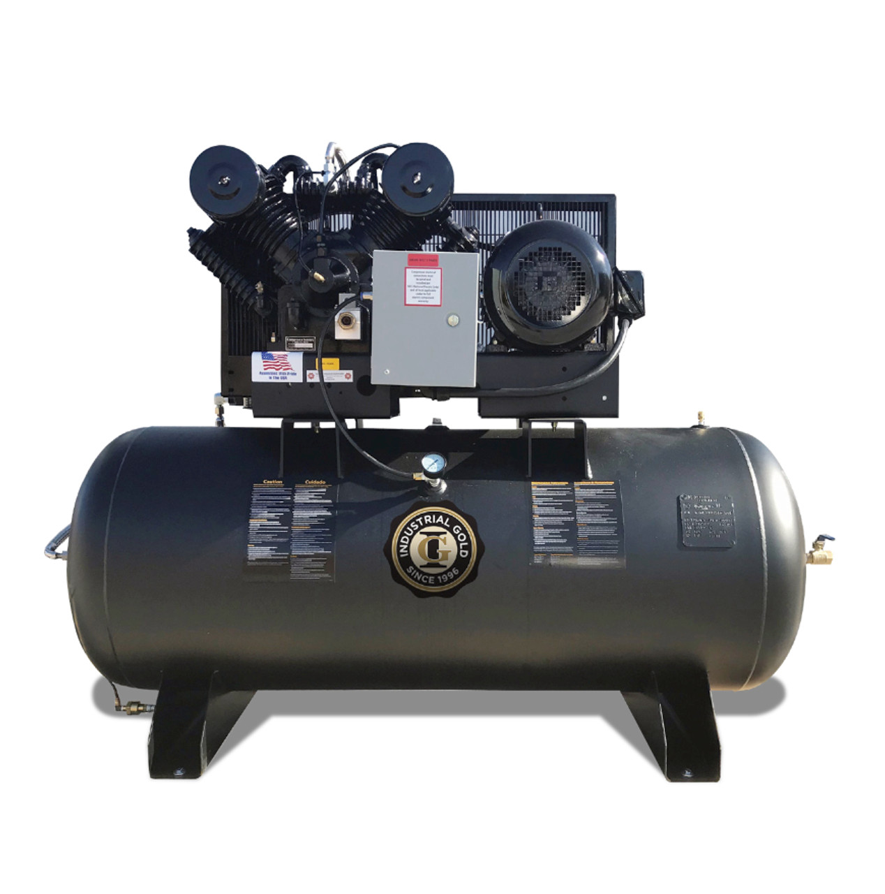 Industrial Gold CI7521E80H-CI10-P 7.5 HP Platinum Series Single Phase Two Stage Air Compressor
