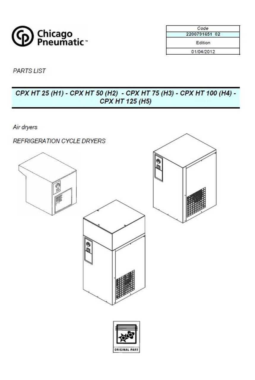 Chicago Pneumatic CPXHT Dryer Parts Manual