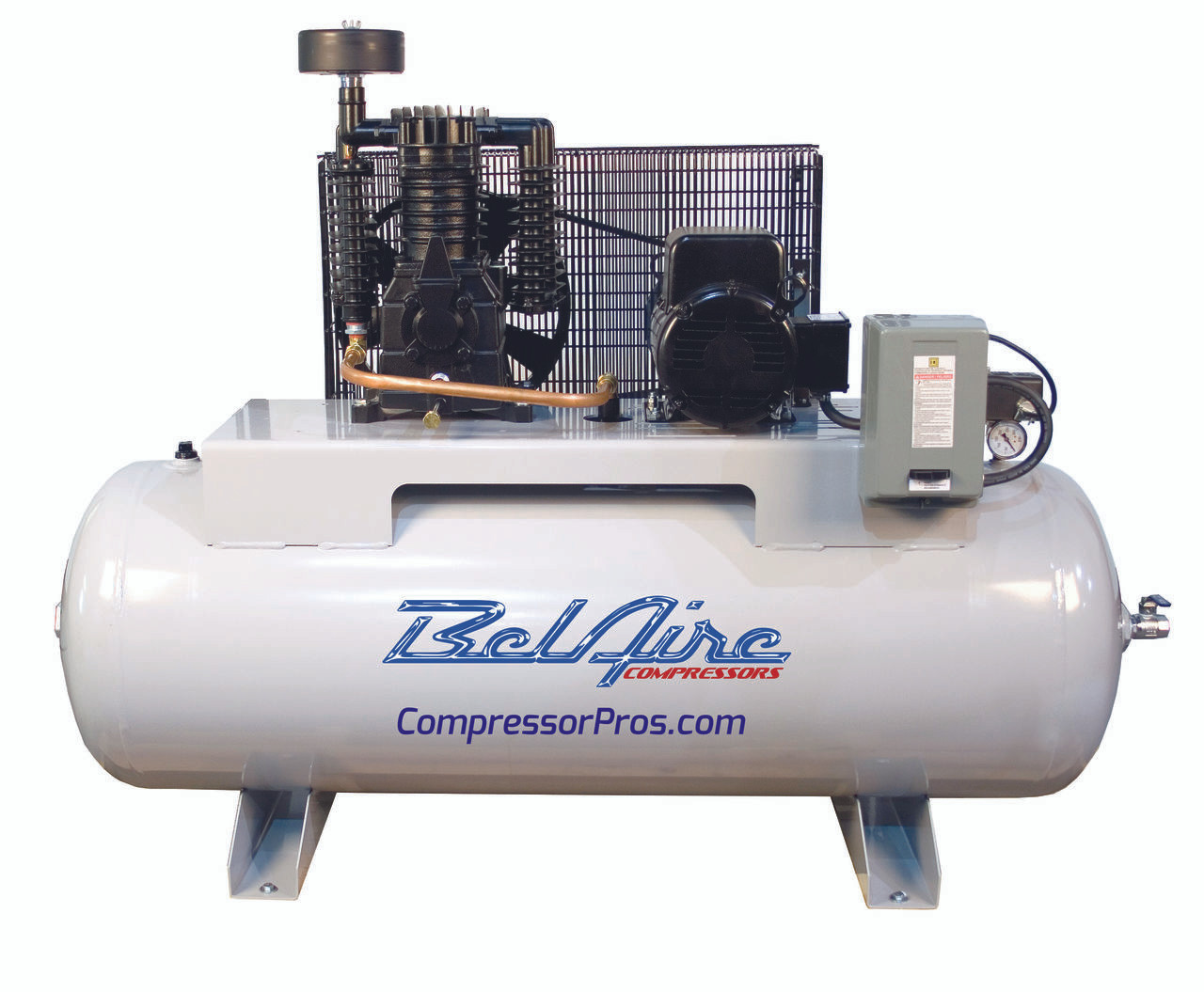 BelAire 318HLE 7.5 HP 208-230 Volt Single Phase Two Stage 80 Gallon Horizontal Full Featured Air Compressor