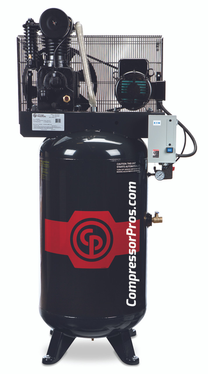 Chicago Pneumatic RCP-C7583V4 7.5 HP 460 Volt Three Phase Two Stage Cast Iron 80 Gallon Full Featured Air Compressor