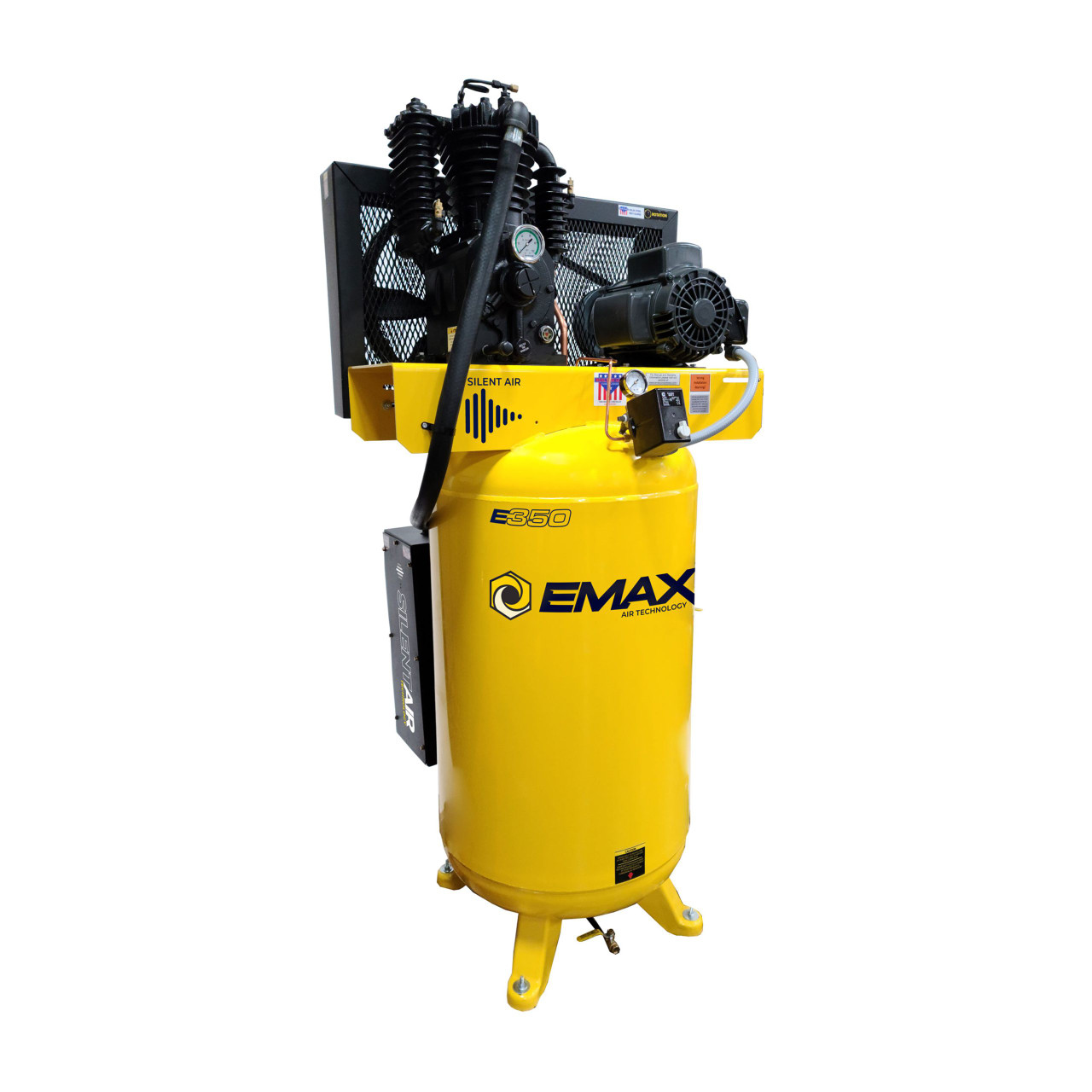 EMAX ESP05V080I3 Silent Air 5 HP 3 PH 80 Gallon Vertical Air Compressor with Air Silencer