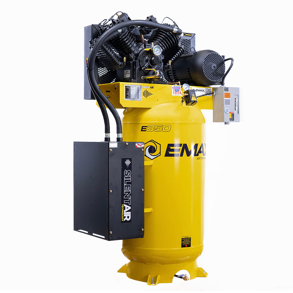 Emax ES07V080V1 Industrial 7.5hp 2 Stage 1 Phase 80 Gallon Vertical Silent Air System