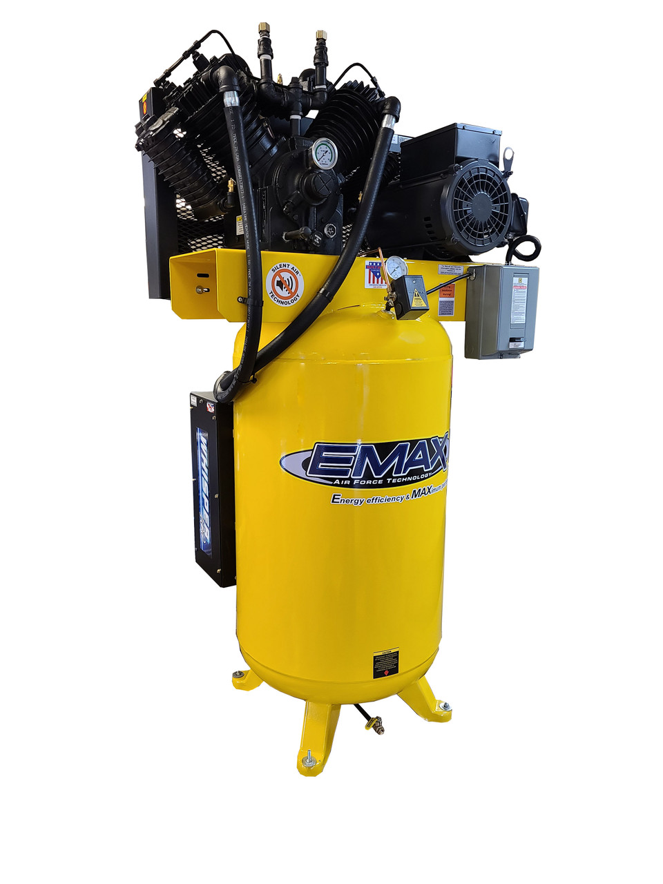 Emax ES10V080V1 Industrial 10hp 2 Stage 1 Phase 80 Gallon Vertical Silent Air System