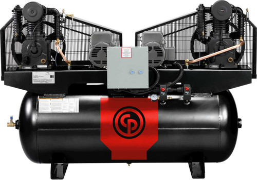 Chicago Pneumatic RCP-C15121D 2 x 7.5 HP   230 Volt Single Phase Two Stage Cast Iron 120 Gallon Duplex Air Compressor
