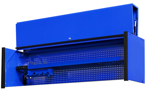 Extreme Tools DX722101HCBLBK 72" x 21" Hutch Blue with Black Drawer Pulls