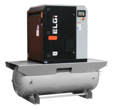 Elgi EN04-150-60T-A2J 5 HP Single Phase Rotary Screw  Air Compressor Compressor 60 Gallon Horizontal Tank Mount - 150 psi Elgi EN04-150-60T-A2J 5 HP Single Phase Rotary Screw  Air Compressor Compressor 60 Gallon Horizontal Tank Mount - 150 psi