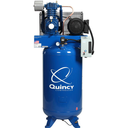Quincy QP 551CS80VCB 5 HP PRO, 230 Volt Single Phase, Two Stage, 80 Gallon Vertical Air Compressor Quincy QP 551CS80VCB 5 HP PRO, 230 Volt Single Phase, Two Stage, 80 Gallon Vertical Air Compressor