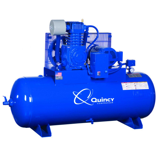 Quincy QP 553DS80HCA20 5 HP PRO, 200 Volt Three Phase, Two Stage, 80 Gallon Horizontal Air Compressor