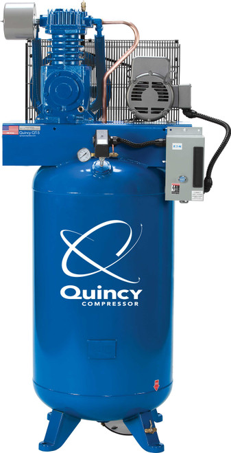 Quincy 473DS80VCB20 7.5 HP PRO, 200 Volt Three Phase, Two Stage, 80 Gallon Vertical Air Compressor Quincy 473DS80VCB20 7.5 HP PRO, 200 Volt Three Phase, Two Stage, 80 Gallon Vertical Air Compressor