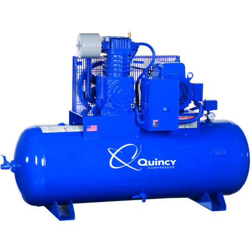 Quincy 473D80HCB46M 7.5 HP MAX, 460 Volt Three Phase, Two Stage, 80 Gallon Horizontal Air Compressor Quincy 473D80HCB46M 7.5 HP MAX, 460 Volt Three Phase, Two Stage, 80 Gallon Horizontal Air Compressor