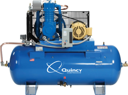 Quincy 4103D12HCB46M 10 HP MAX, 460 Volt Three Phase, Two Stage, 120 Gallon Horizontal Air Compressor