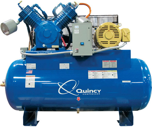 Quincy 4153D12HCA46M 15 HP QT MAX, 460 Volt Three Phase, Two Stage, 120 Gallon Horizontal Air Compressor Quincy 4153D12HCA46M 15 HP QT MAX, 460 Volt Three Phase, Two Stage, 120 Gallon Horizontal Air Compressor