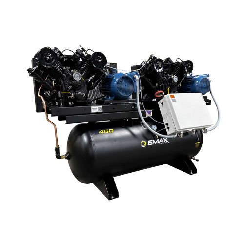 EMAX EP07DW120V1 15 HP (2 x 7.5) 230 Volt Single Phase Silent Air Duplex Air Compressor - TEFC Motors and NEMA 4 Enclosures EMAX EP07DW120V1 15 HP (2 x 7.5) 230 Volt Single Phase Silent Air Duplex Air Compressor - TEFC Motors and NEMA 4 Enclosures