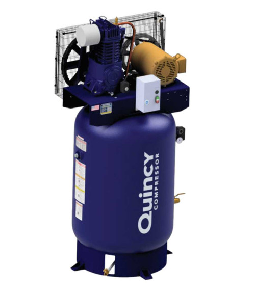 Quincy 410S1D12VCBM 10 HP 230 Volt Single Phase Two Stage 120 Gallon Vertical Air Compressor - MAX Quincy 410S1D12VCBM 10 HP 230 Volt Single Phase Two Stage 120 Gallon Vertical Air Compressor - MAX