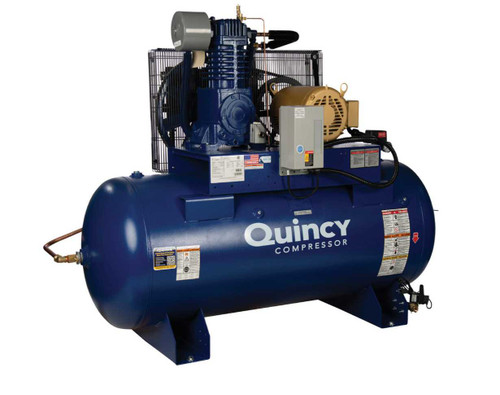 Quincy 410S1D12HCBM 10 HP 230 Volt Single Phase Two Stage 120 Gallon Horizontal Air Compressor - Max