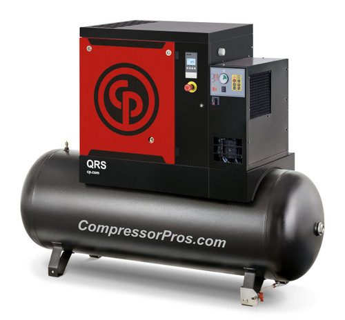 Chicago Pneumatic QRS10HPD-150 10 HP 208-230/460 Volt Three Phase 132 Gallon Tank Mount Rotary Screw Air Compressor with Dryer - QRS 10 TMD-3