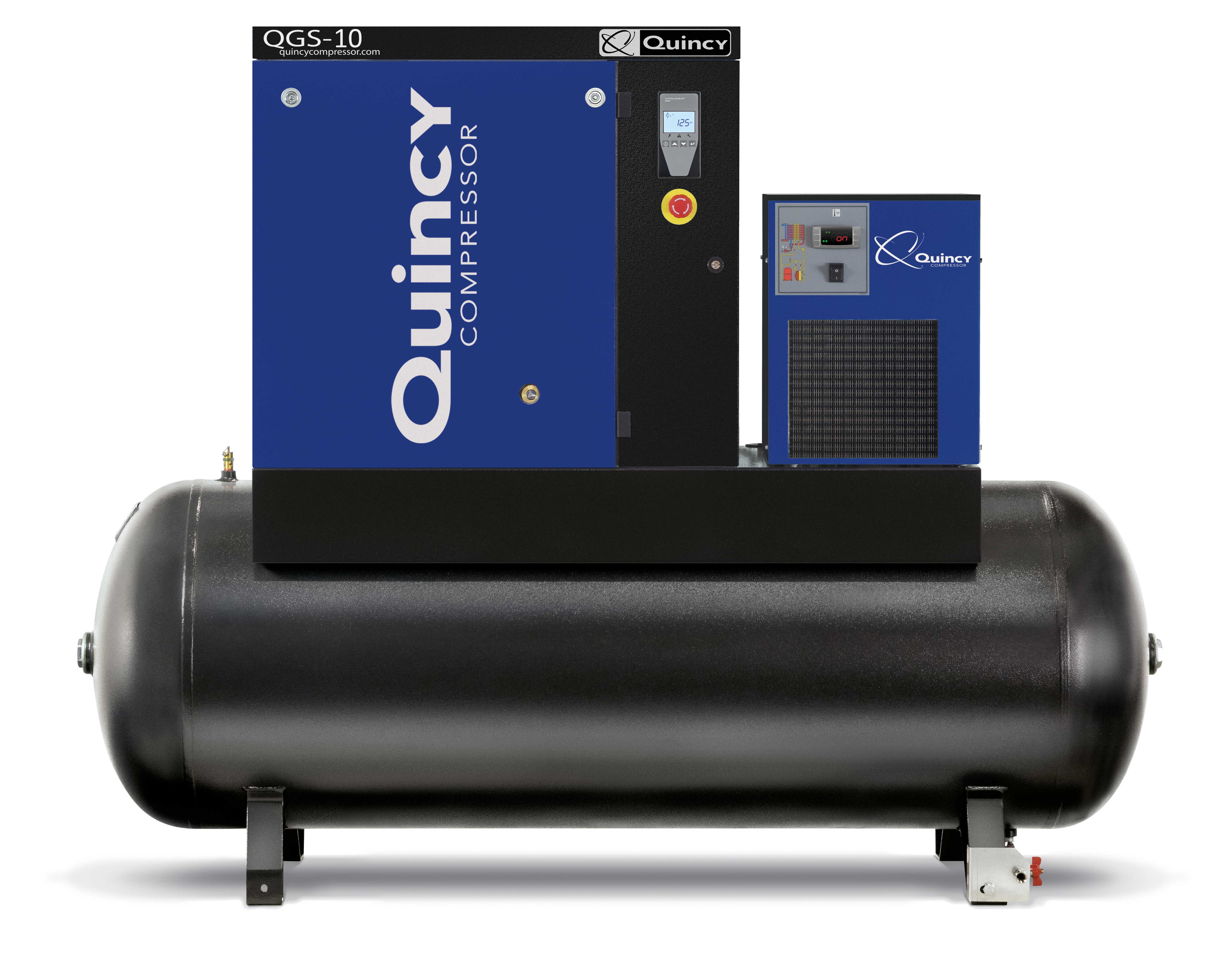 Quincy QGS 10 TMD-3 10 HP 3 Ph Tank Mount w/ Dryer 125 psi